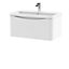 Arch Wall Hung 1 Drawer Vanity Basin Unit with Polymarble Basin, 800mm - Satin White - Balterley