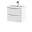 Arch Wall Hung 2 Drawer Vanity Basin Unit with Polymarble Basin, 600mm - Satin White - Balterley