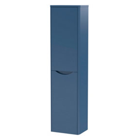 Arch Wall Hung 2 Soft Close Door Tall Unit, 400mm - Satin Blue - Balterley