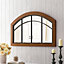 Arch Wall Mirror with Wood Frame Rustic Wall Mounted Mirror 90cm W x 60cm H