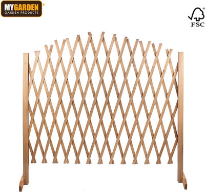 Arched Expanding Wooden Trellis Lattice Screen Decorative Brown Expands up to 6ft - 3
