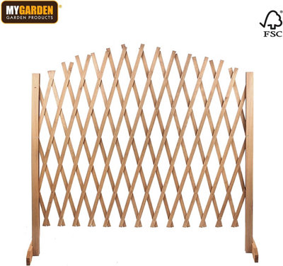 Arched Expanding Wooden Trellis Lattice Screen Decorative Brown Expands up to 6ft
