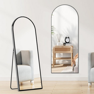 Arched Full Length Mirror with Slim Aluminum Alloy Frame