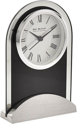 Arched Glass and Aluminium Base Mantel Clock - W2912