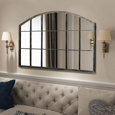 Arched Modern Window Wall Mirror Decorative Mirror with Installation Kit