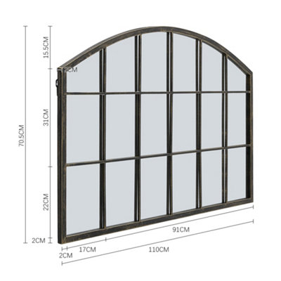 Arched Modern Window Wall Mirror Decorative Mirror with Installation Kit