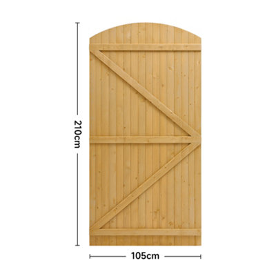 Arched Reinforced Wooden Garden Gate Cross-Brace 105cm W x 210cm H
