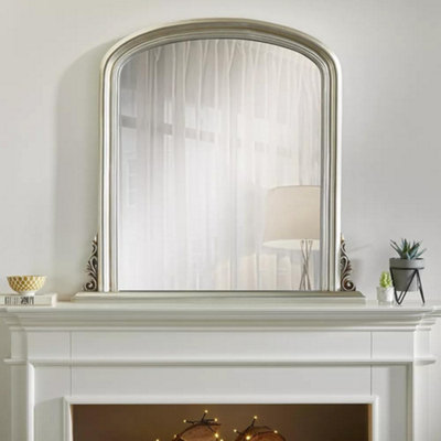 Arched Shape Overmantle Mirror With Champagne Frame, Canterbury Of H86 x W88 x D6 cm, Handcrafted, Stylish, Durable Home Decor