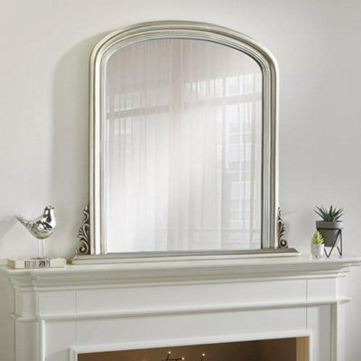 Arched Shape Overmantle Mirror With Champagne Frame, Canterbury Of H86 x W88 x D6 cm, Handcrafted, Stylish, Durable Home Decor