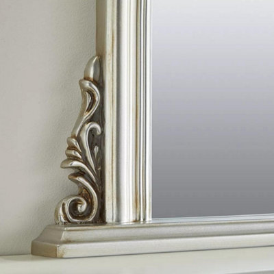 Arched Shape Overmantle Mirror With Champagne Frame, Canterbury Of H86 x W88 x D6 cm, Handcrafted, Stylish, Durable Home Decor