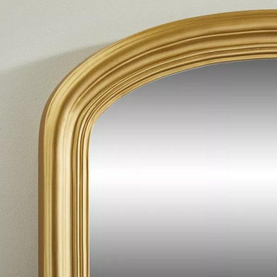 Arched Shape Overmantle Mirror With Gold Frame, Canterbury Of H86 x W88 x D6 cm, Handcrafted, Stylish, Durable Home Decor