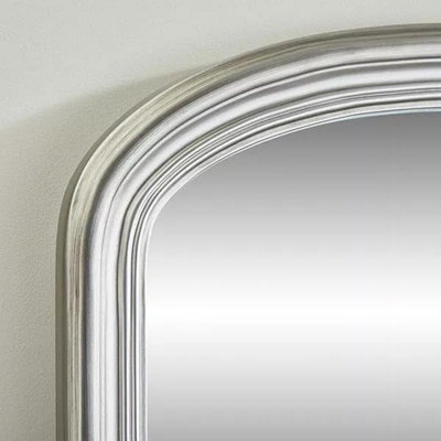 Arched Shape Overmantle Mirror With Silver Frame, Canterbury Of H86 x W88 x D6 cm, Handcrafted, Stylish, Durable Home Décor