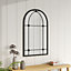 Arched Wall Hanging Metal Garden Decoration Windowpane Mirror 600 x 1000 mm