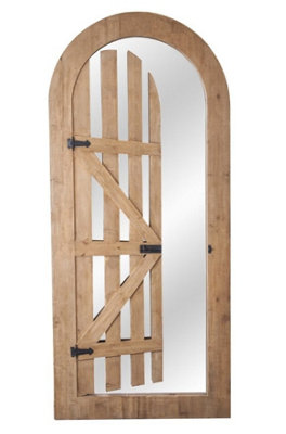 Arched Wooden Glass Illusion Mirror Gate Outdoor Decorative 180cm x 60cm