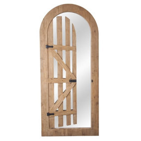 Arched Wooden Glass Illusion Mirror Gate Outdoor Decorative 180cm x 60cm