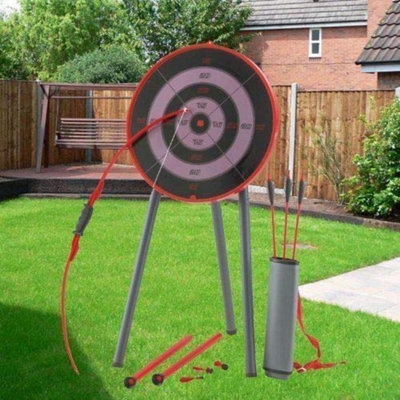 Archery Game Set - Free Standing Target - Includes: Bow And Three Arrows Arrow Case & Three Darts - Ideal Fun Game For All