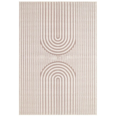 Arches Rug Living Room Bedroom Soft Shimmer Carpet, Natural - 110 x 160cm