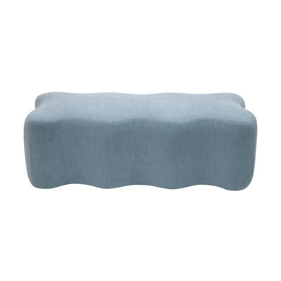 Archie Upholstered Bench in Faded Linen - Plywood/Recycled Fabric - L53.8 x W123.2 x H45 cm - Blue