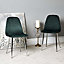 Archie Velvet Dining Chair with Chrome Legs - Dark Green (Set of 2)