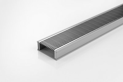 Architectural Channel Drain 1000mm x 74mm x 27mm, 316 Stainless Steel Grate With Grey uPVC Channel, Fixtures and Fittings