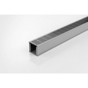 Architectural Channel Drain 1500mm x 46mm x 42mm, 316 Stainless Steel Grate With Grey uPVC Channel, Fixtures and Fittings