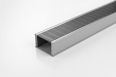 Architectural Channel Drain 1500mm x 74mm x 42mm, 316 Stainless Steel Grate With Grey uPVC Channel, Fixtures and Fittings