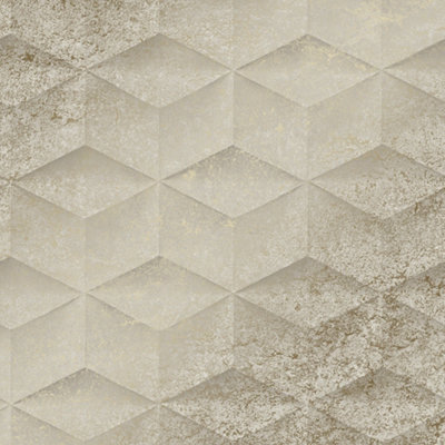 Architectural Concrete Wallpaper Beige And Silver