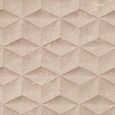 Architectural Concrete Wallpaper In Blush And Gold