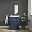 Architectural Concrete Wallpaper In Navy And Gold