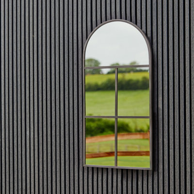 Archway Outdoor Mirror Natural Black H90cm W50cm