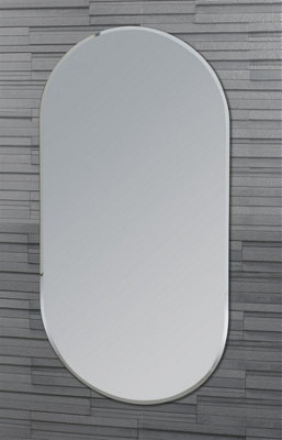 Archway Oval Wall Mounted Frameless Bevelled Edge Bathroom Mirror 80 x 40cm