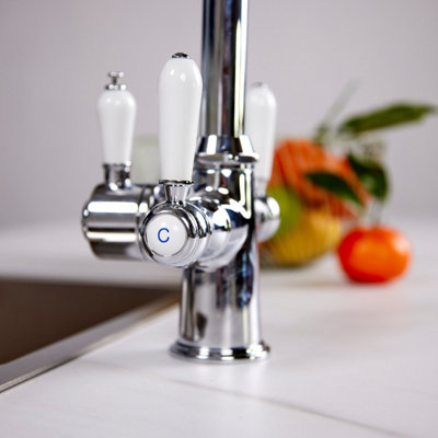 Arciflo 3-in-1 Instant Boiling Water Tap Kitchen Cold Hot Filtered Traditional Chrome