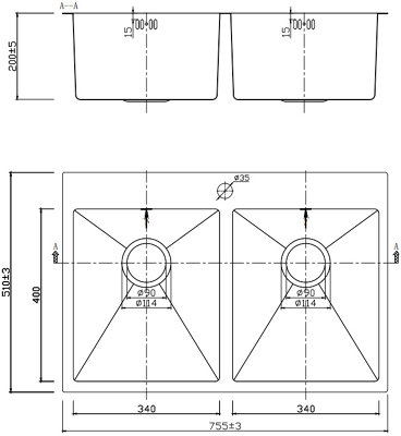 Arciflo Double 2 Bowl Kitchen Sink Rectangular Stainless Steel Deep Inset Strainer Waste