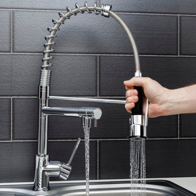 Arciflo Pull Out Kitchen Mixer Tap Dual Spout Spray & Pot Filler Modern Mono Single Lever Chrome