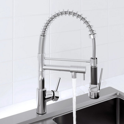 Arciflo Pull Out Kitchen Mixer Tap Dual Spout Spray & Pot Filler Modern Mono Single Lever Chrome