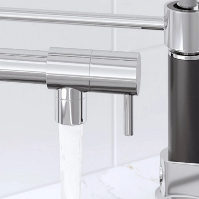 Arciflo Pull Out Kitchen Mixer Tap Dual Spout Spray & Pot Filler Modern Mono Single Lever Chrome