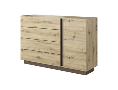 Arco Chest of Drawers - Spacious and Stylish Wooden Dresser with Storage (W)1390mm (H)910mm (D)400mm - Oak Artisan & Graphite