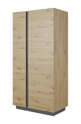 Arco Contemporary 2 Hinged Door Wardrobe 5 Shelves 1 Rail Artisan Oak Effect (H)1940mm (W)970mm (D)540mm