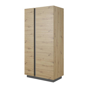 Arco Contemporary 2 Hinged Door Wardrobe 5 Shelves 1 Rail Artisan Oak Effect (H)1940mm (W)970mm (D)540mm