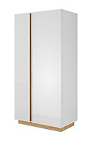 Arco Contemporary 2 Hinged Door Wardrobe 5 Shelves 1 Rail White Gloss (H)1940mm (W)970mm (D)540mm