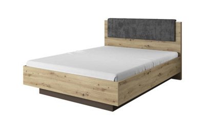 Arco Contemporary Bed Frame EU King Size Graphite and Artisan Oak Effect (L)2110mm (H)1050mm (W)1650mm