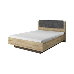 Arco Contemporary Bed Frame EU King Size Graphite and Artisan Oak Effect (L)2110mm (H)1050mm (W)1650mm
