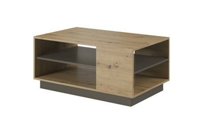 Arco Contemporary Coffee Table 1 Shelf Oak Artisan Effect & Graphite (H)460mm (W)1000mm (D)600mm