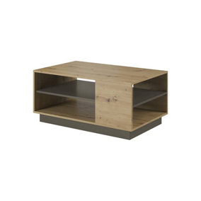 Arco Contemporary Coffee Table 1 Shelf Oak Artisan Effect & Graphite (H)460mm (W)1000mm (D)600mm