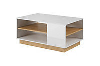 Arco Contemporary Coffee Table 1 Shelf White  & Oak Grandson Effect (H)460mm (W)1000mm (D)600mm