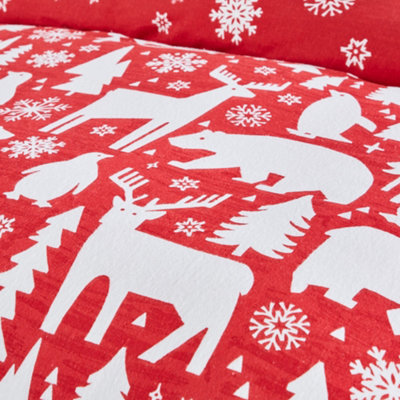 Arctic Animals Christmas 100% Brushed Cotton Print Duvet Cover Set