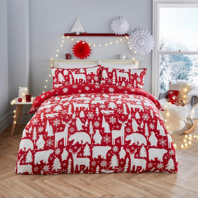 Arctic Animals Christmas 100% Brushed Cotton Print Duvet Cover Set