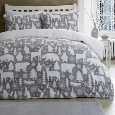 Arctic Animals Grey Christmas Duvet Cover Set