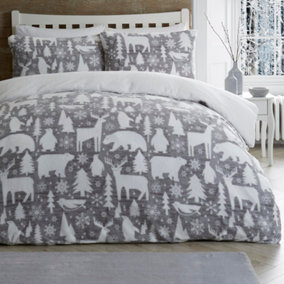 Arctic Animals Grey Christmas Duvet Cover Set