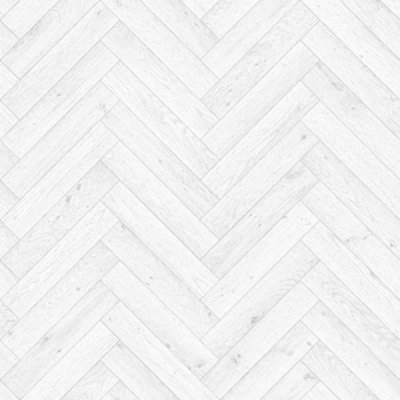 Arctic White Herringbone Vinyl by Remland (8m x 2m)